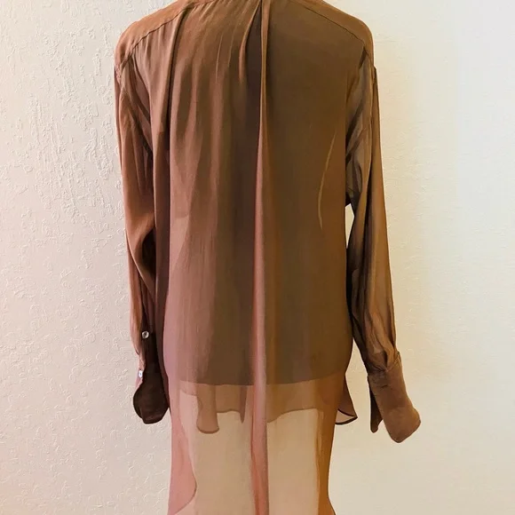 Zara Light Brown Sheer Blouse - Picture 5 of 7